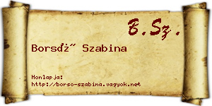 Borsó Szabina névjegykártya